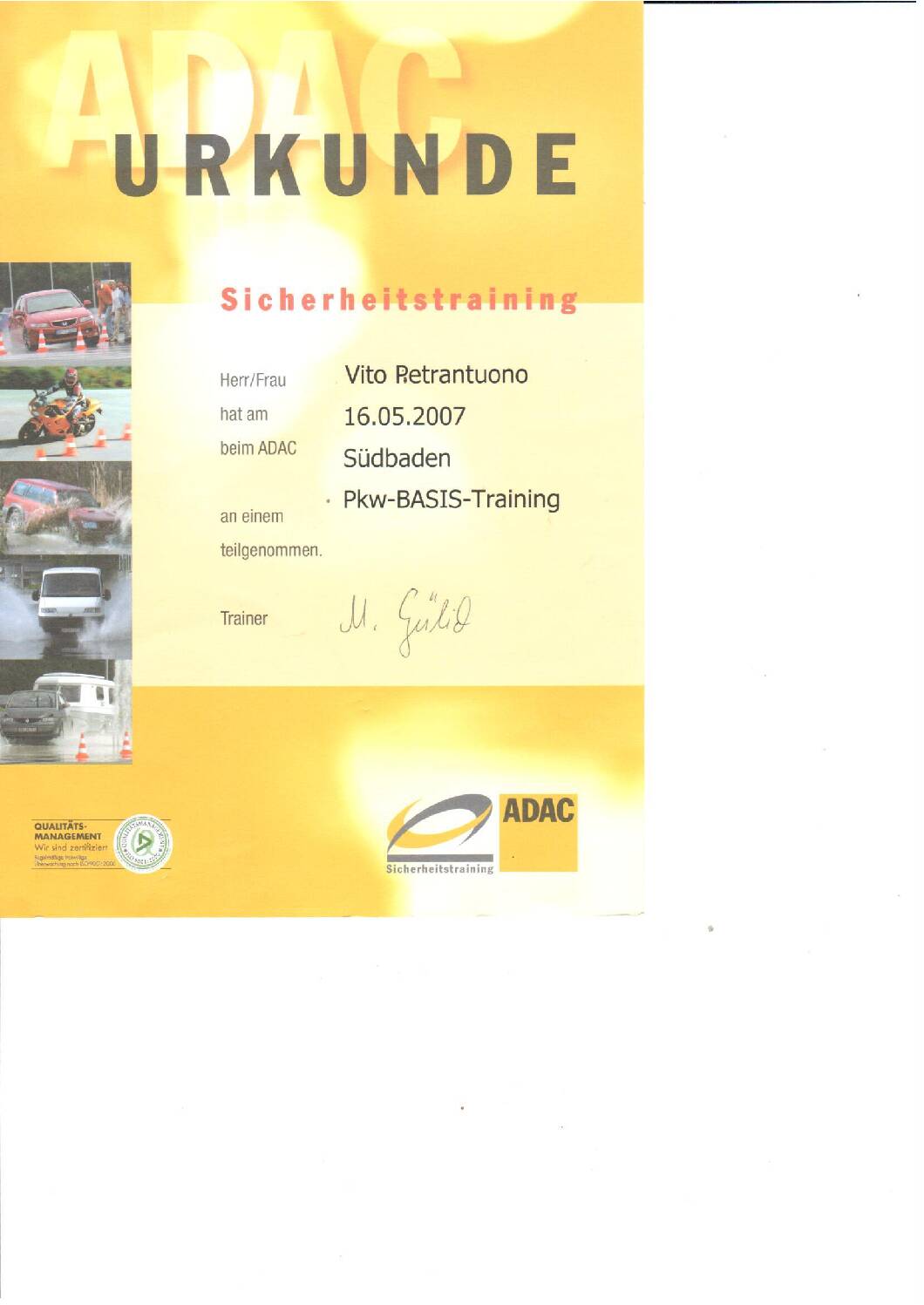 Vorschau: ADAC Sicherheitstraining 16.5.07