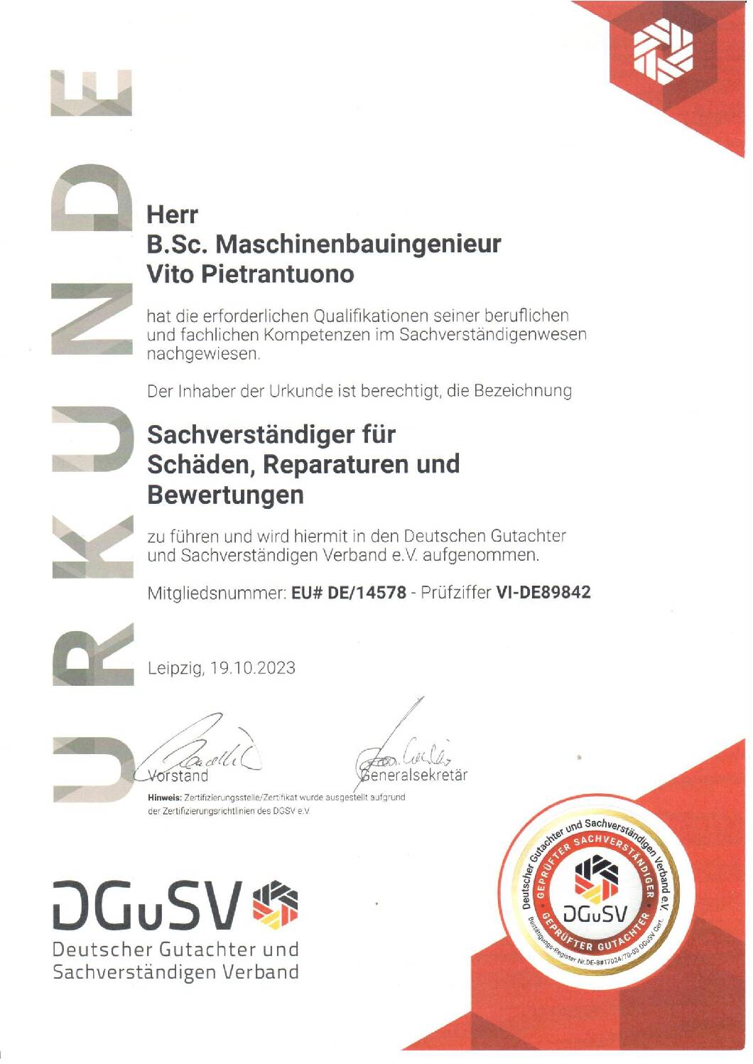 Vorschau: DGuSV Urkunde 19.10.23