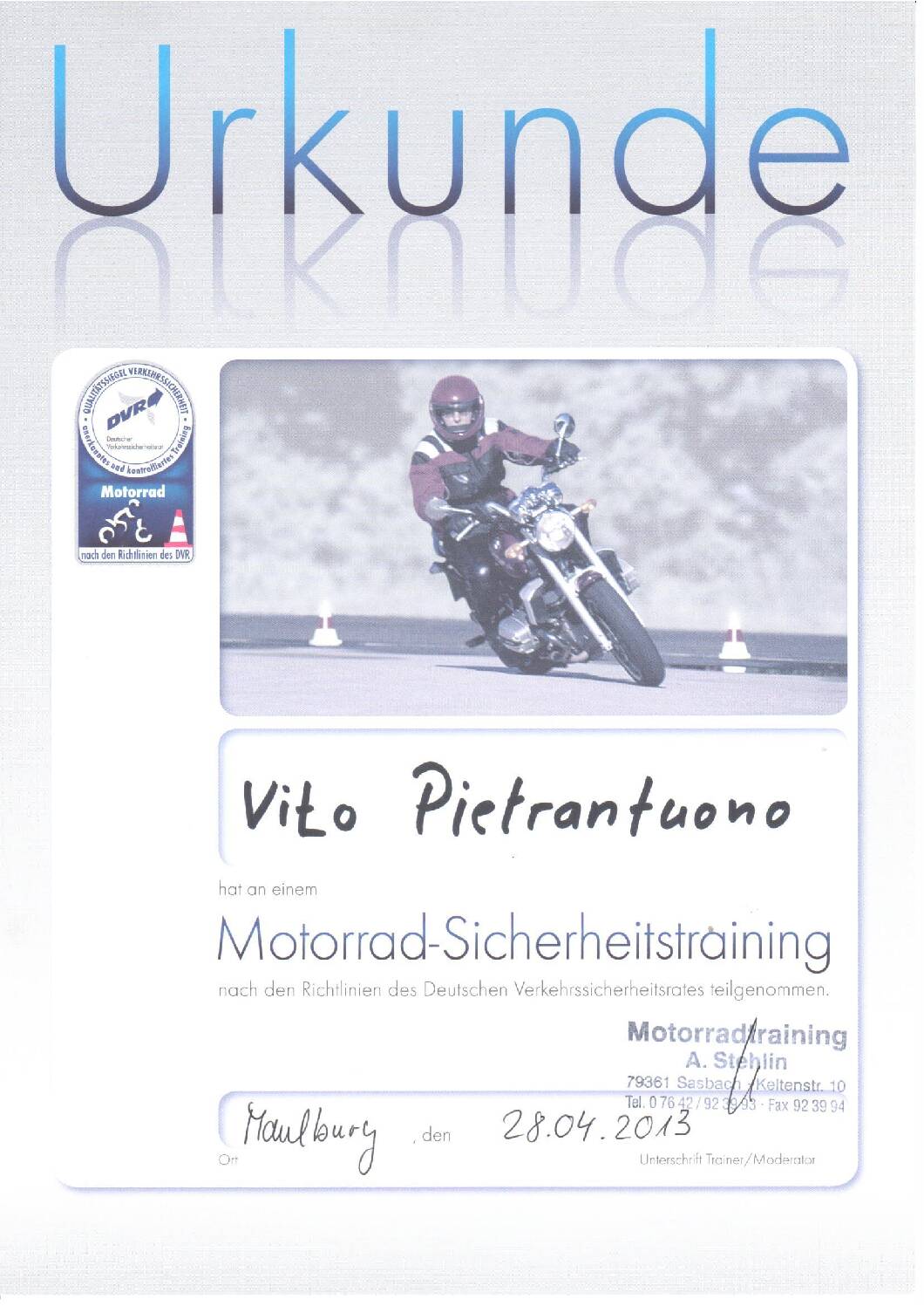 Vorschau: Motorrad Sicherheitstraining 28.4.13