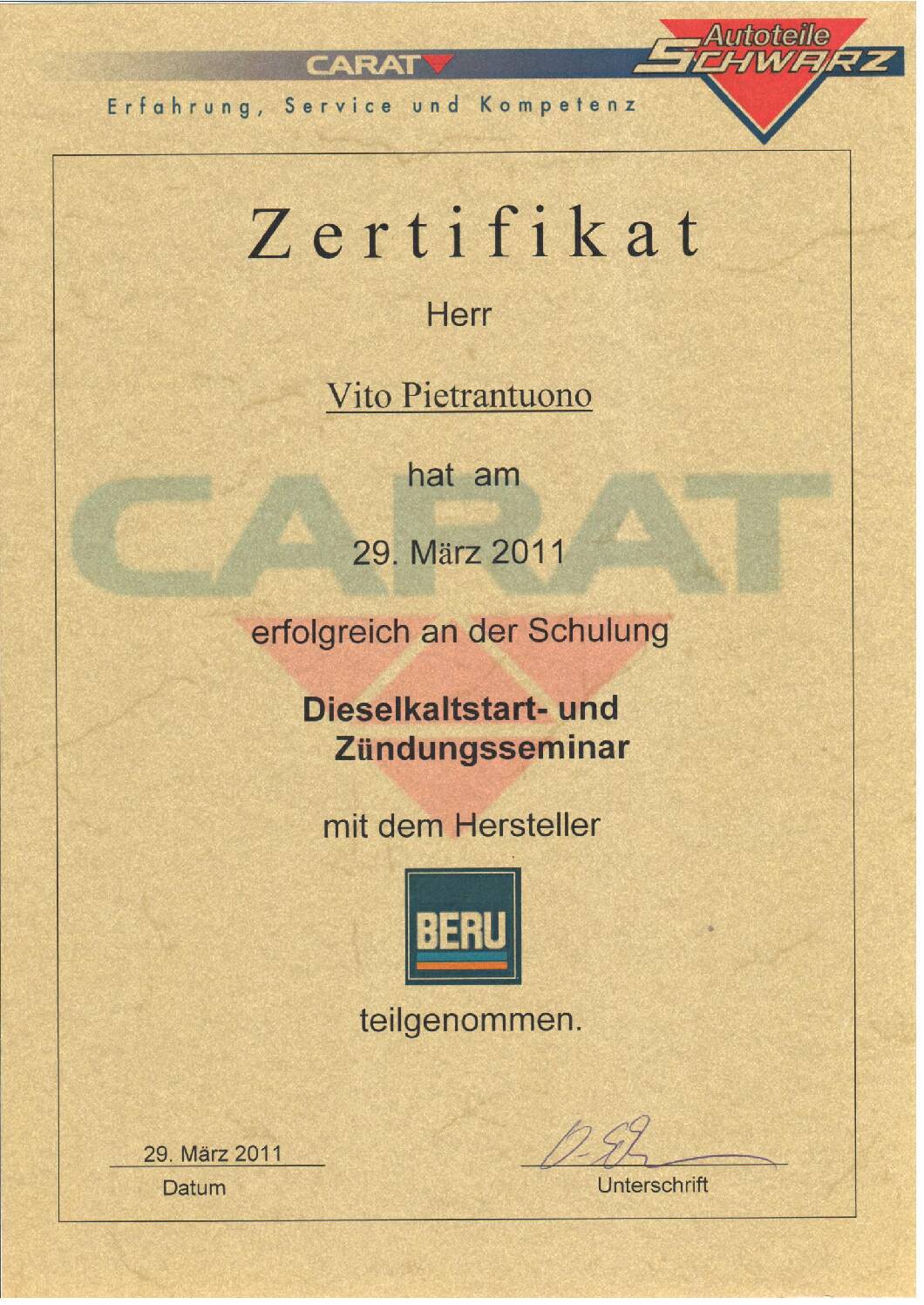 Vorschau: Seminar Diesel  und Zündungtechnik 29.3.11
