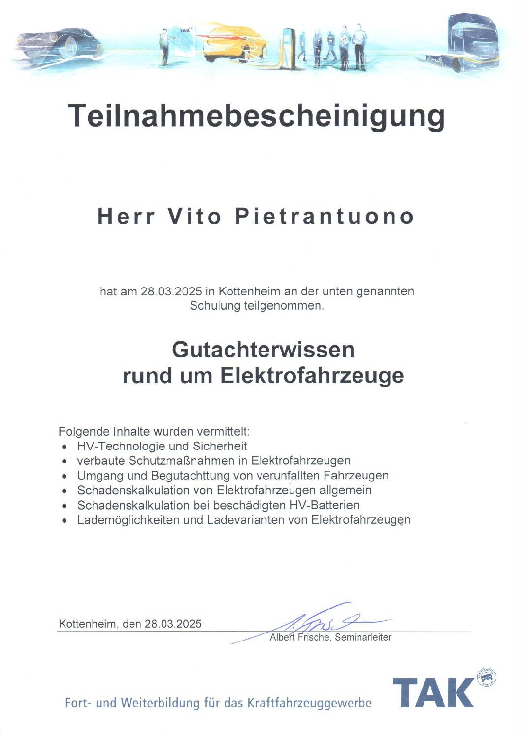 Vorschau: TAK Gutachterwissen E Fahrzeuge 28.3.25